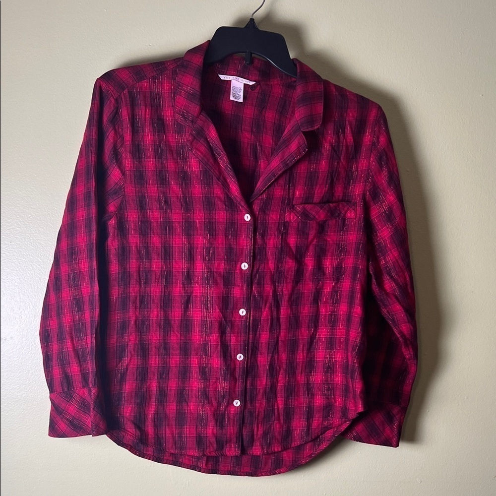 Victoria's Secret Red and Black Plaid Shirt